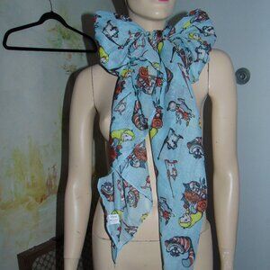 Oversized Disney Loungefly Alice in Wonderland tattoo cheshire cat blue scarf